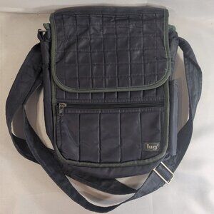 LUG Moped Quilted Crossbody Bag Purse Shoulder Navy Blue Grey Travel Messenger